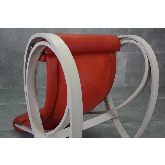 Brown Leathered Sgarsul Rocking Chair by Gae Aulenti for Poltronova, 1962 For Sale - Image 8 of 15