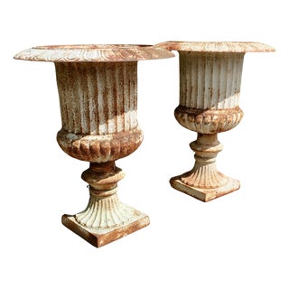 Large Cast Iron Garden Planters, 1900s, Set of 2 For Sale