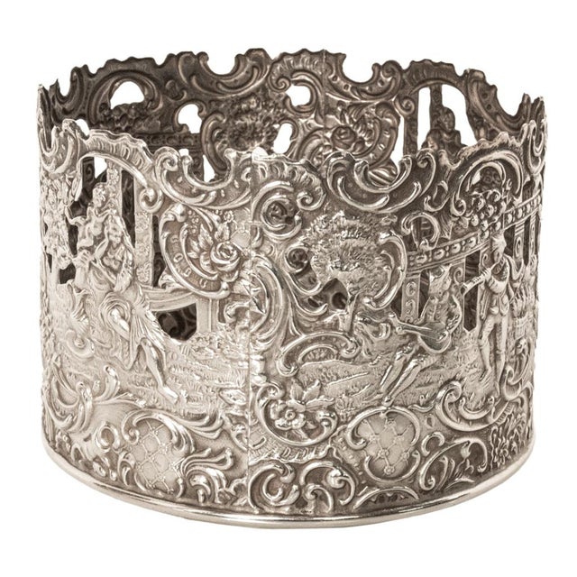 Antique American Sterling Silver Wine Bottle Decanter Coaster Cuff New York 1915 For Sale - Image 10 of 17