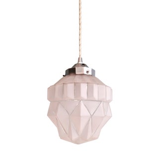 Art Deco Frosted Glass Pendant Light, 1930s For Sale