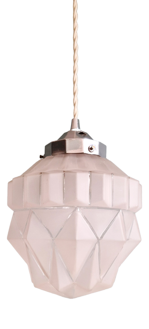 Art Deco Frosted Glass Pendant Light, 1930s