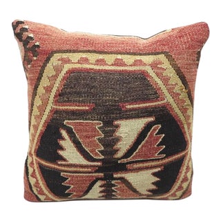 1960s Vintage Turkish Kilim Rug Pillow Cover For Sale