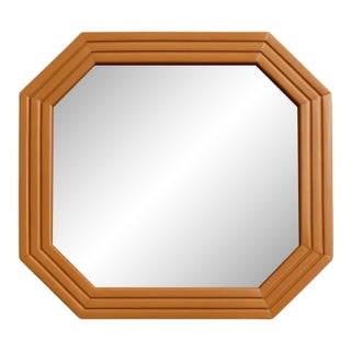 Vintage Octagonal Bamboo Wall Mirror For Sale