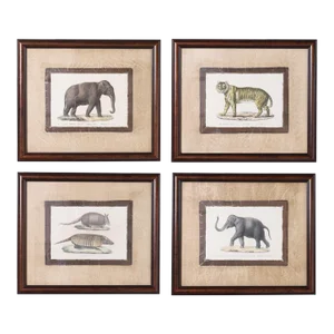 Set of Four Animal Stone Lithographs