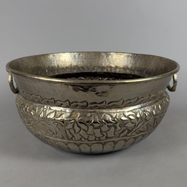 Large Vintage Silver-Plated Brass Cachepot, 1960s For Sale - Image 3 of 13