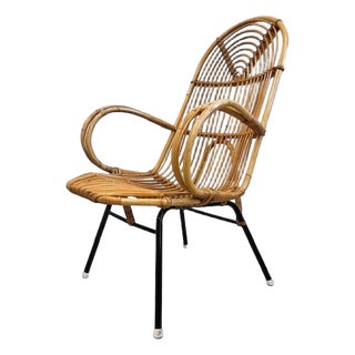 Vintage Rattan Chair by Rohé Noordwolde, 1950s For Sale