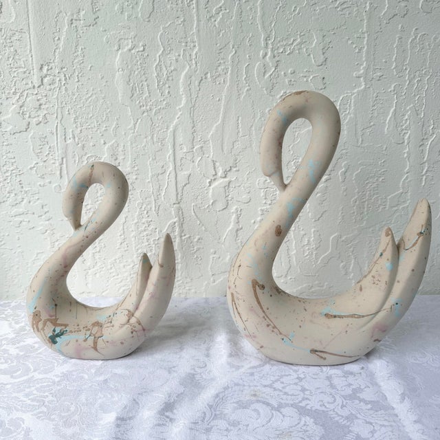 Postmodern Multi Colored Ceramic Swan Sculptures - Set of 2 For Sale In West Palm - Image 6 of 7