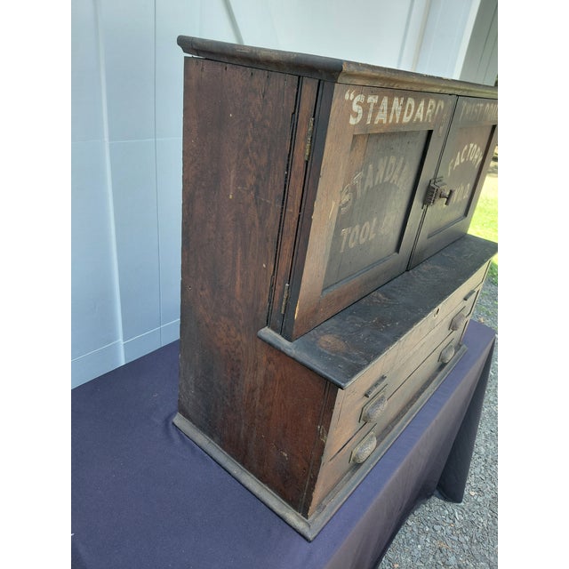 Brown 1920s Standard Tool Co. Twist Drill Machinists Cabinet Multi Drawer For Sale - Image 8 of 11