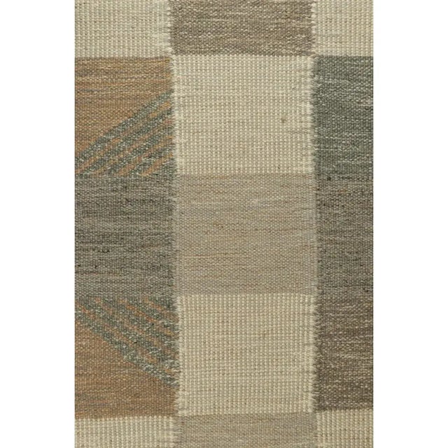 Mid-Century Modern Rug & Kilim’s Scandinavian Style Rug in Blue and Gray, With Geometric Patterns For Sale - Image 3 of 8