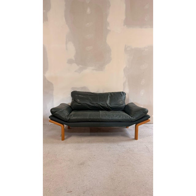 Danish Two-Seater Sofa in Teak and Dark Green Leather from Komfort, 1970s For Sale - Image 17 of 17