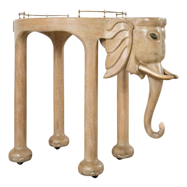 Marge Carson Hollywood Regency Elephant Bar Cart For Sale