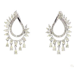4.17 Carat Round Brilliant Cut Diamond Gold Earrings, Pair For Sale