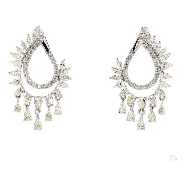 4.17 Carat Round Brilliant Cut Diamond Gold Earrings, Pair For Sale