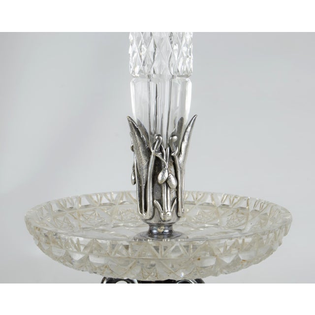 Late 19th Century Late 19th Century Silvered Epergnes With Cut Glass Bowls and Tops by Christofle - a Pair For Sale - Image 5 of 9