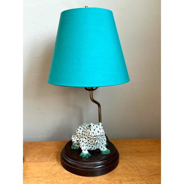 Vintage Ceramic Frog Table Lamp For Sale - Image 10 of 12