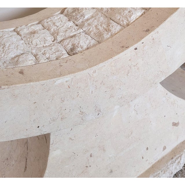 Alabaster 1980s Postmodern Sculptural Tessellated Stone and Glass Console Table For Sale - Image 8 of 8