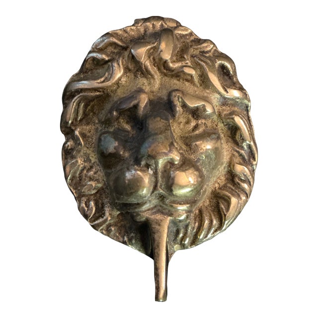 Antique Grass, Lion Head Escutcheon Door Knocker For Sale