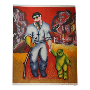 1990s Sandro Chia Untitled #7 Carborundum Etching Handmade Paper Hand Signed and Numbered Art