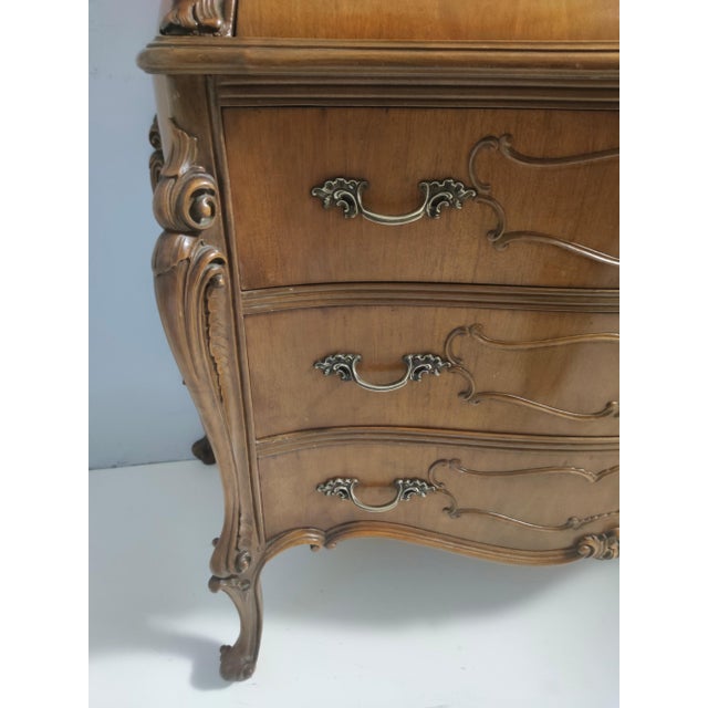 Wood Baroque Style Walnut Dresser with Inlays, Italy, 1960s For Sale - Image 7 of 14