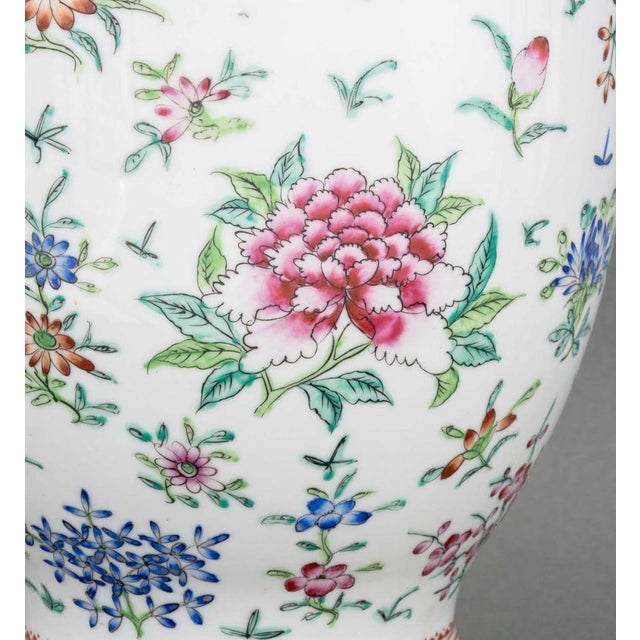 White Chinese Famille Rose Porcelain Vase as a Lamp For Sale - Image 8 of 10