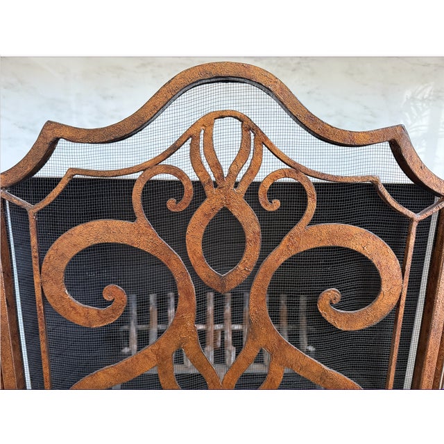 Metal Ambella Home Collection - Tiger Lily 3 Panel Fireplace Screen For Sale - Image 7 of 16