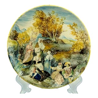 Hand-Decorated Ceramic Plate by Cantagalli For Sale