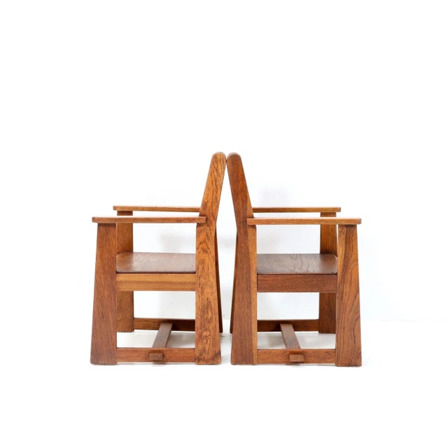 Set of Art Deco Children's Armchairs by Jan Wils for Eik en Linden, 1918 For Sale - Image 11 of 13