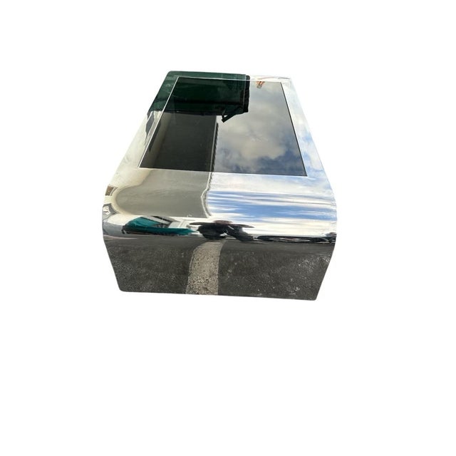 Contemporary 1970s Stainless Steel Waterfall Coffee Table Attributed to Pace For Sale - Image 3 of 4