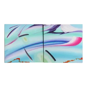 Postmodern Surrealist Abstract Painting Pair, Martyn Jones British Color Diptych Painting