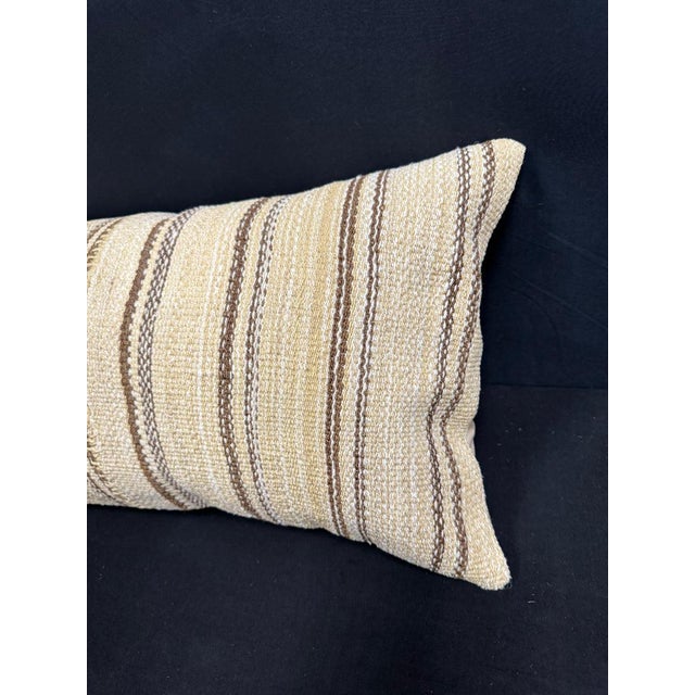Turkish Hemp Pillow Cushion Natural Beige Brown Cushion Cover 14"x40" For Sale - Image 4 of 4