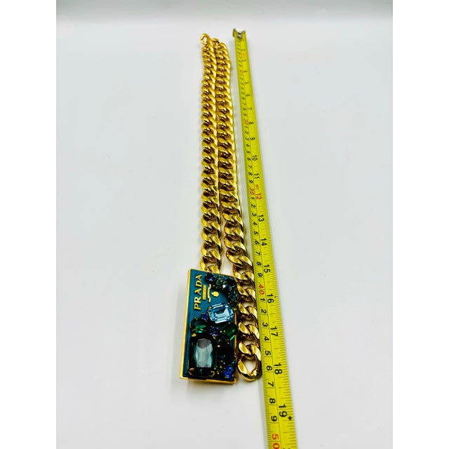 Fabulous & Rare Prada Gemstone Buckle & Gold Chain Belt For Sale - Image 9 of 11