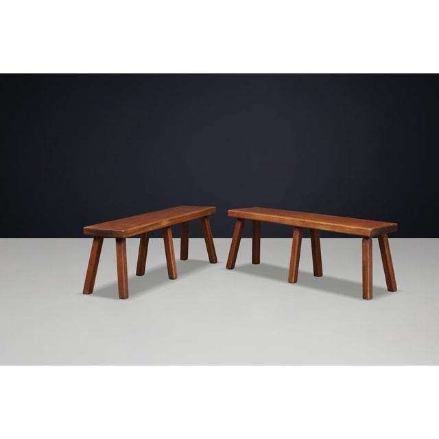 **French Primitive Oak Bench with Rich Patina, 1960s** A characterful primitive oak bench from France, dating to the...