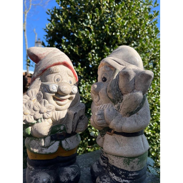 Vintage Ceramic Stone Garden Gnomes, France, 1950s, Set of 2 For Sale - Image 6 of 12