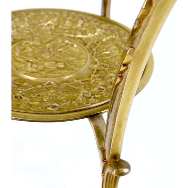 3 Tier Solid Cast Brass Glass Top Tri Legged Dragon Motive Stand For Sale - Image 13 of 14