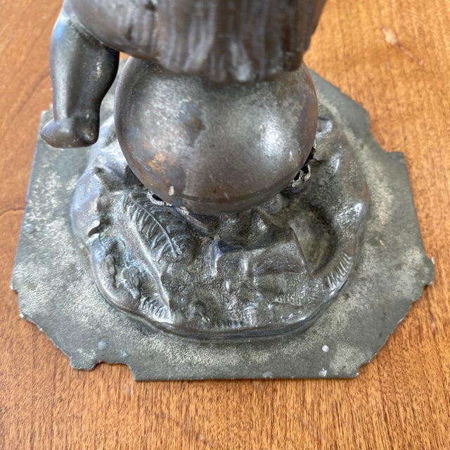 Metal Cherub With Mallet for Iron Forge Made in Silver Plate with Metal Patina For Sale - Image 10 of 11