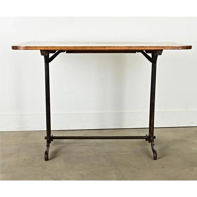 French Early 1900s Bistro Table With Wood Top For Sale - Image 10 of 10