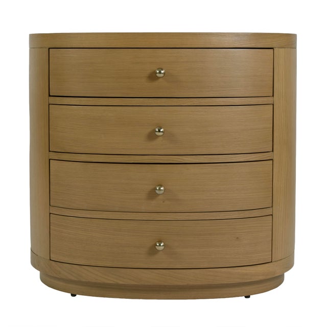 Wood Nora 28 in. W Oval Wood 4 Drawer Nightstand, Natural Oak For Sale - Image 7 of 11
