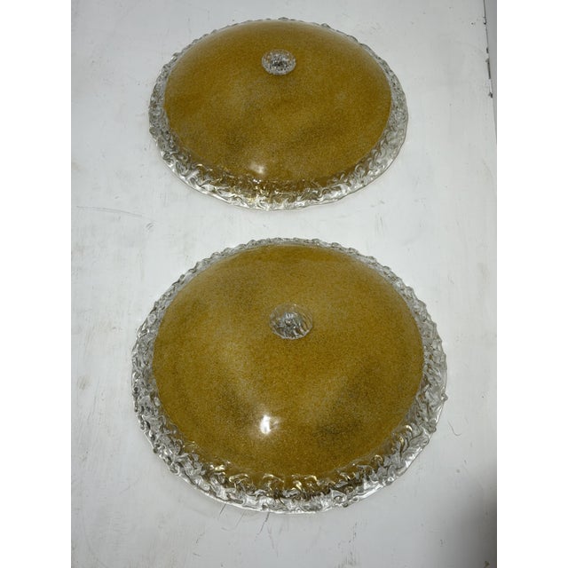 1980s Large Gold Murano Glass Ceiling Lights, 1980s., Set of 2 For Sale - Image 5 of 11