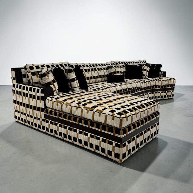 Mid-Century-Modern Geometric Sectional, in the style of Milo Baughman for Thayer Coggin. This 3-piece sectional features a...