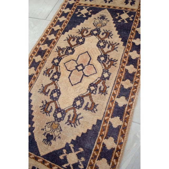 Textile Hand Knotted Door Mat, Entryway Rug, Bath Mat, Kitchen Decor, Small Rug, Turkish Rug - 1′10″ × 3′11″ For Sale - Image 7 of 9