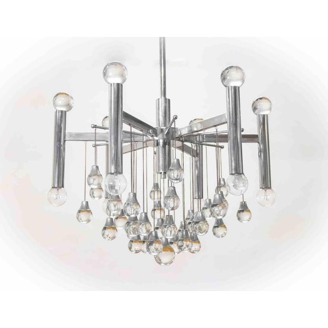 Gaetano Sciolari Chandelier in Glass and Chrome by Angelo Gaetano Sciolari, 1970s For Sale - Image 4 of 7