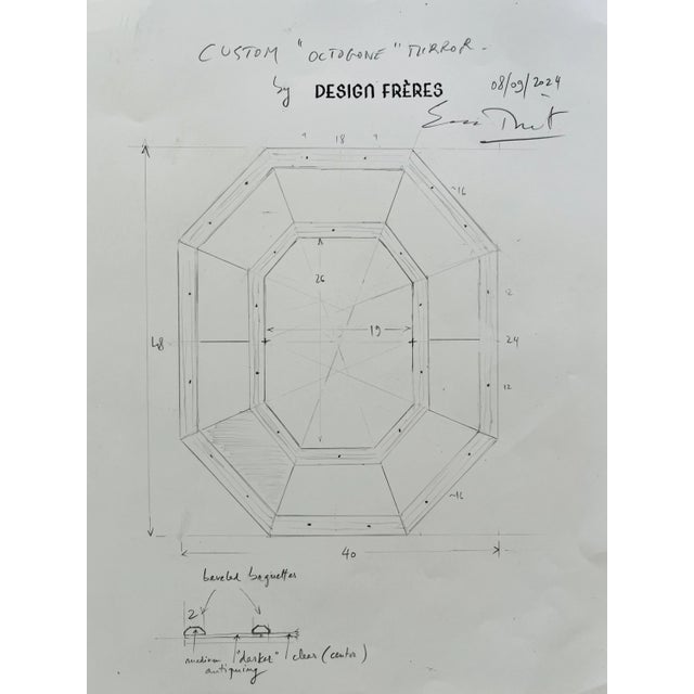 Glass Tall 'Octogone' Beveled Mirror by Design Frères For Sale - Image 7 of 9
