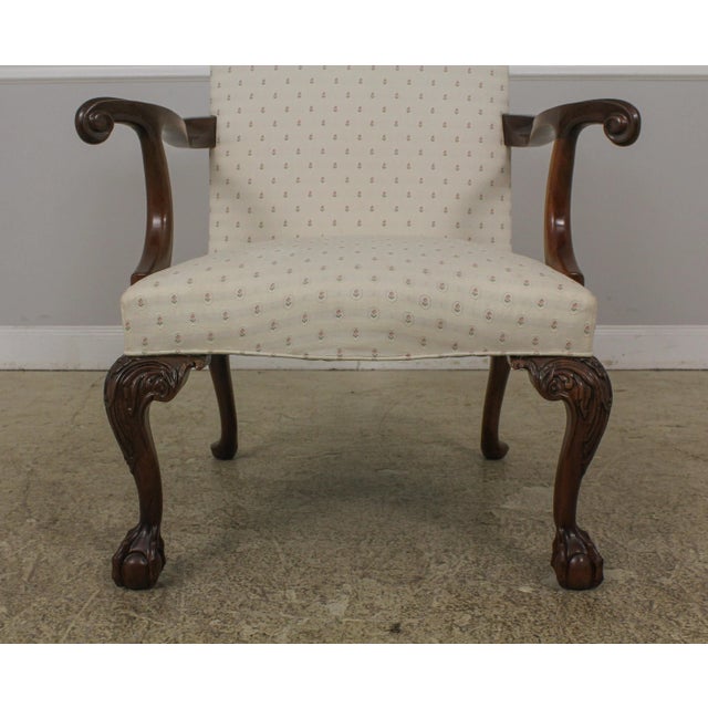 Brown Southwood Ball & Claw Mahogany Open Armchair For Sale - Image 8 of 13