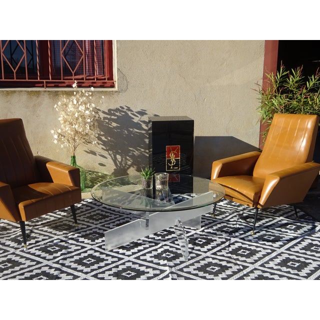 Glass Coffee Table with Acrylic Glass Base For Sale - Image 4 of 12