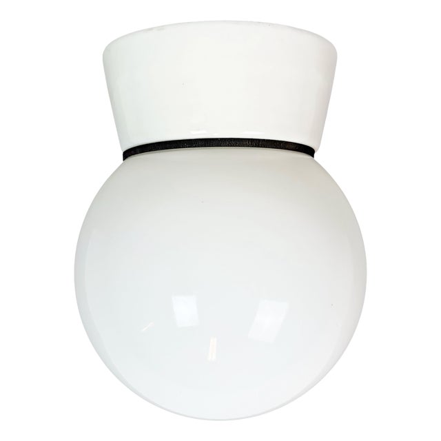 Vintage White Porcelain Ceiling Light, 1970s For Sale