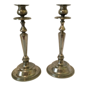Vintage Silver-Plated Candlestick Holders- Set of 2