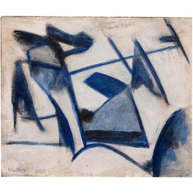 Giorgio Lo Fermo, Blue Lines, 2015, Oil Painting on Canvas For Sale - Image 4 of 4