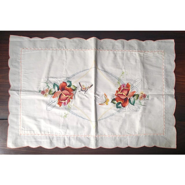 1970s Chinese HandSewn Butterfly Accent Fine Linen Pillow Covers - Pair. For Sale - Image 5 of 10