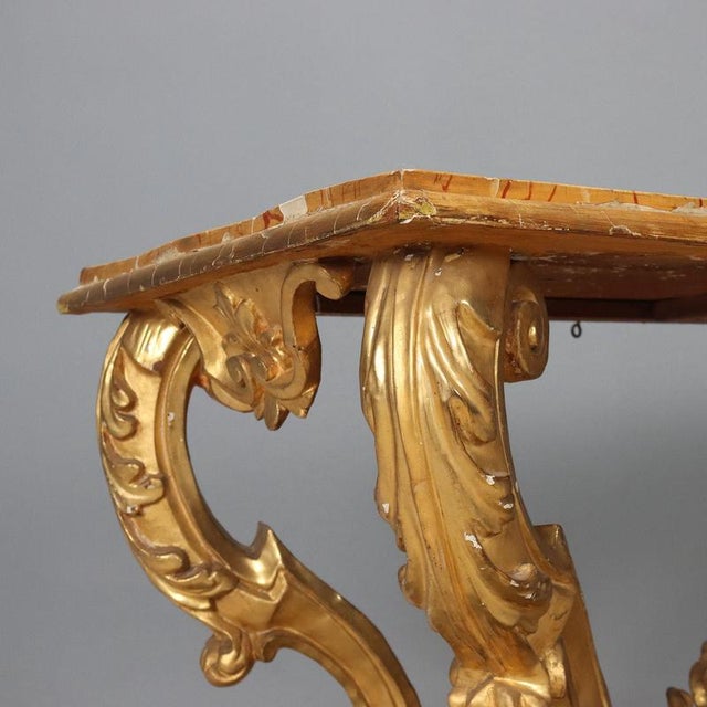 Carved and Gilded Console Table For Sale - Image 3 of 11