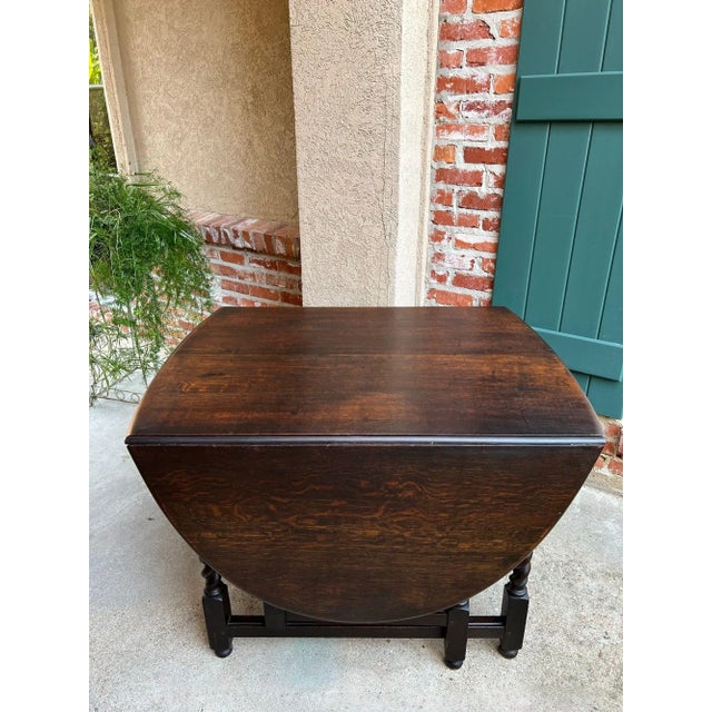 Antique English Drop Leaf Sofa Kitchen Table Barley Twist Tiger Oak Gate Leg For Sale - Image 14 of 18